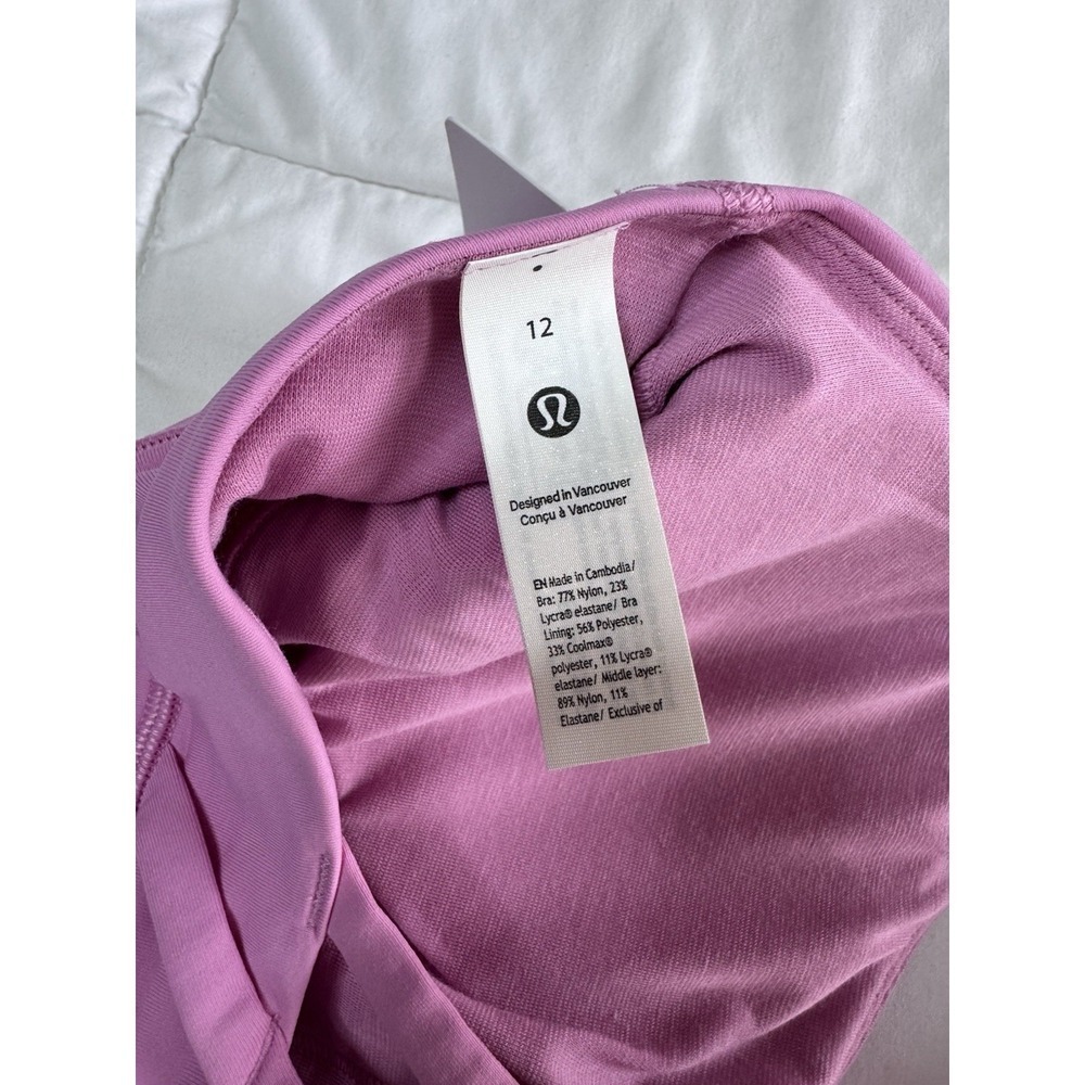 New Lululemon Longline Energy Bra Size 12 Pink Yoga Workout W/ Pads NWT - Picture 5 of 8
